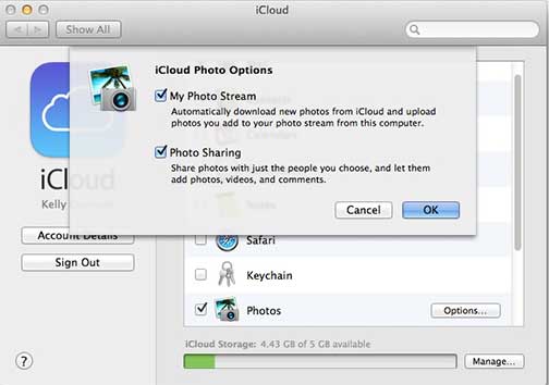 Enable Photo Stream on Mac OS